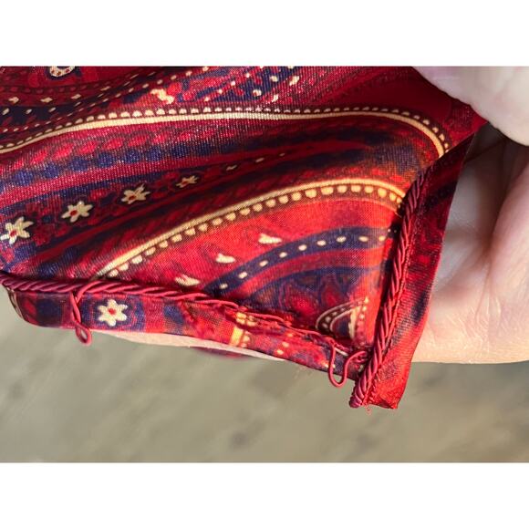 VTG Valerie Stevens Slip Dress Large Red Paisley Club Valentines Flaw - Picture 10 of 10